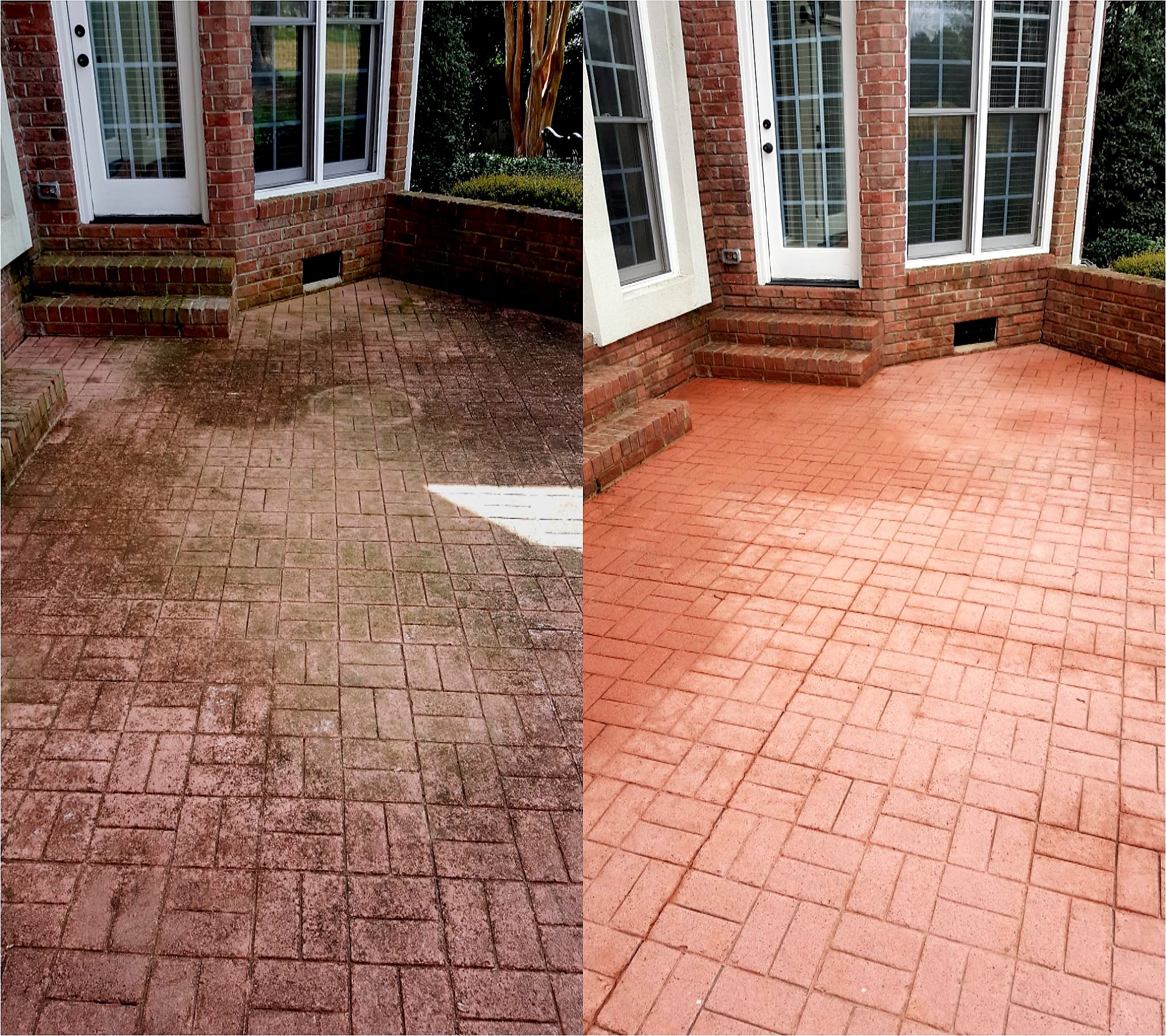 Patio cleaning before and after