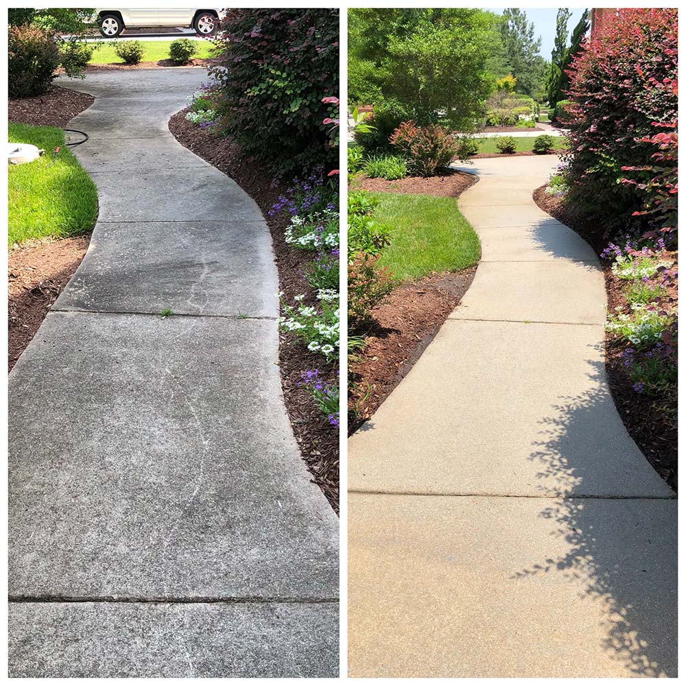 Sidewalk restoration before and after